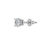 Mens Stud Earrings Round Cut Diamond earrings for women-teens Single 14K White Gold 0.10 ct t.w. (G,...