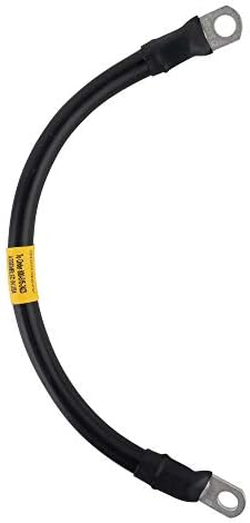 Exell Battery 1/0 Interconnecting Copper Cable, 12-inch Length with 3/8-inch Lugs, Black