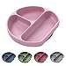 Piatti per neonati divisi in silicone - Piatto pranzo per neonati con forte ventosa - Piatti per alimenti anti-caduta - Piatto per alimenti per neonati - Piatto per microonde per bambini (rosa)