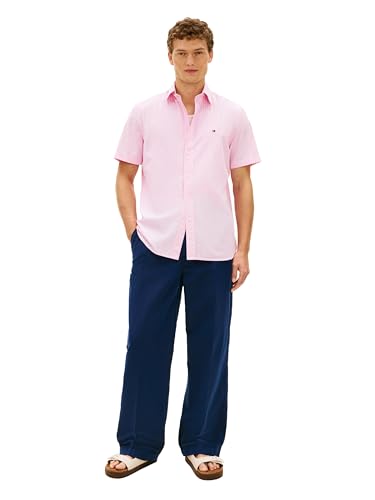 Image of Tommy Hilfiger Men's Short Sleeve Poplin Shirts in Regular Fit, Men's Button Down Shirts