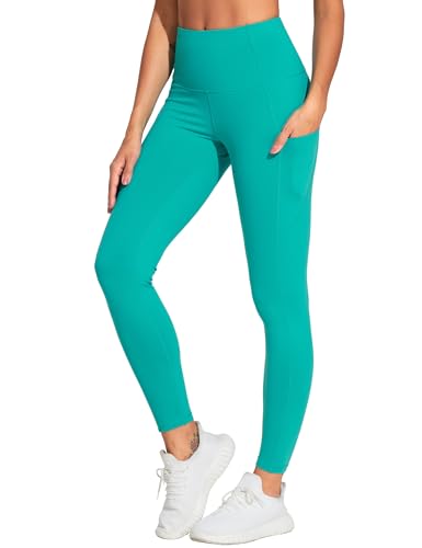 Image of THE GYM PEOPLE Thick High Waist Yoga Pants with Pockets, Tummy Control Workout Running Yoga Leggings for Women