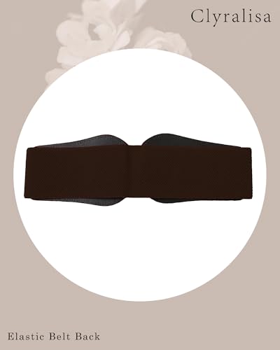 Women Stretchy Wide Belt Gold Buckle Elastic Vintage Waist Belts for Dresses Coats4