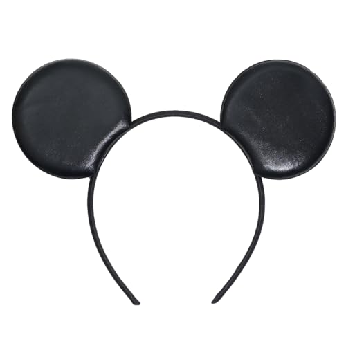 Jeffan Large Leather Mouse Ear Headband for Amusement Park Party Unisex Adult