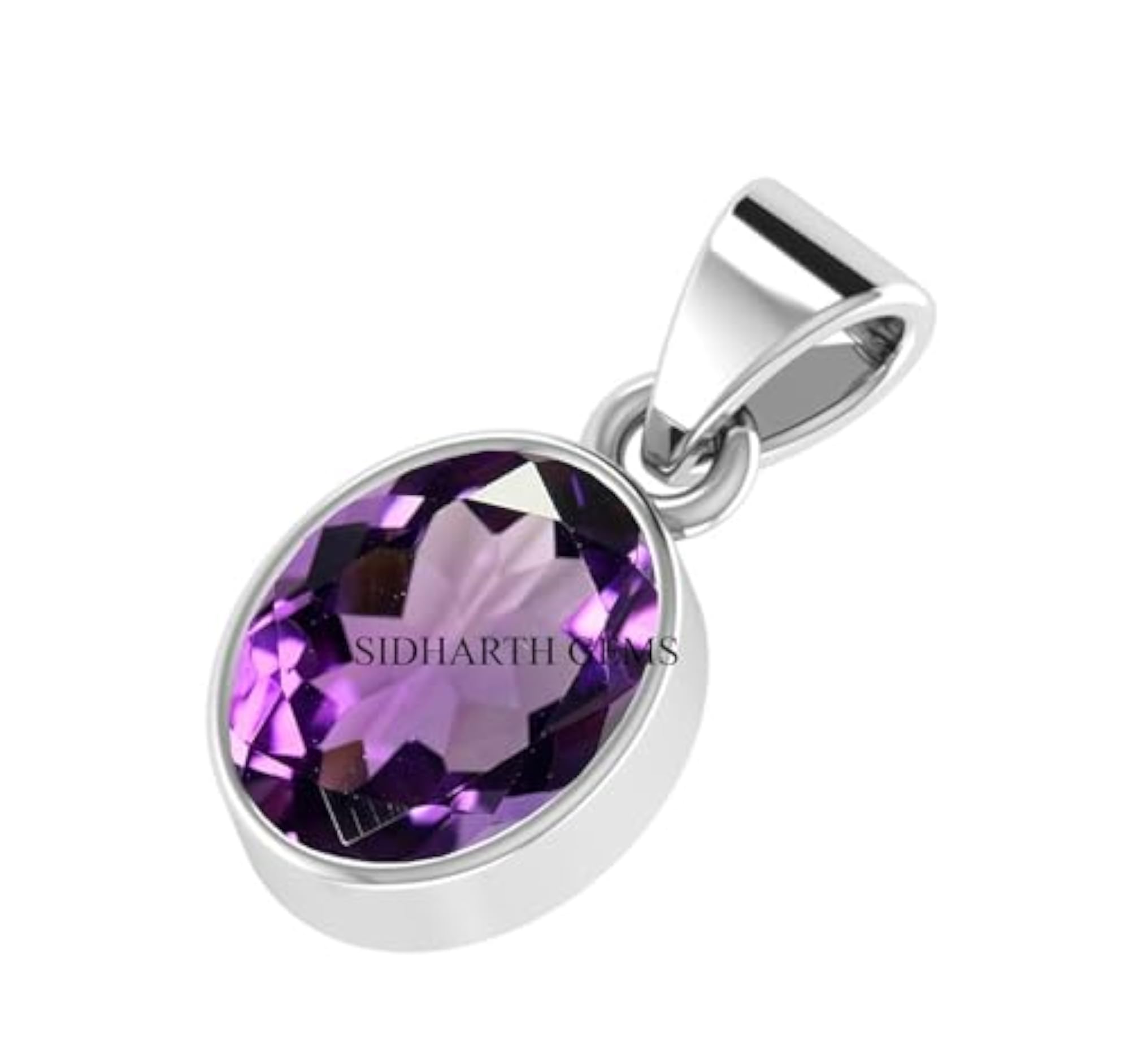 7 Carat Natural Katela Amethyst Silver Plated Pendant, Unisex