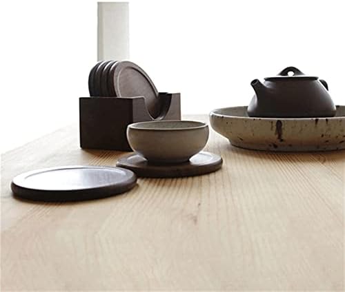 Miniatura 4 de KIPPOTCD Placemats 6PcsSet Walnut Wood Coasters Placemats Decor Round Heat Resistant Drink Mat Pad