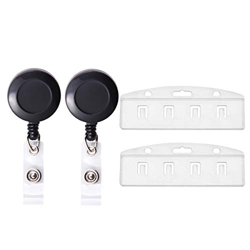 PZRT 2 Set of Transparent PC Card Badge Holder for Swipe ID Cards, Heavy Duty Frosted Polycarbonate Plastic Clamp Grippers