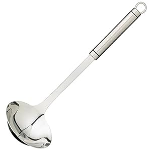 KC Blue Professional Grote Pollepel met Ovaal Handvat en Ophanglus, Roestvrij Staal, 33 centimeter – Zilver