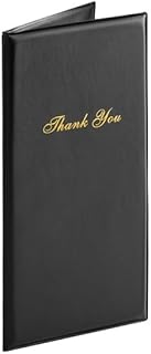 Black Faux Leather Guest Check Presenter with Credit Card Pocket, 10 x 5.5 Inches, 2 Pockets, 12 Pack