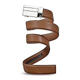 Mission Belt Men's Ratchet Belt - Great White Buckle/Saddle Brown Leather, Large (36-38)