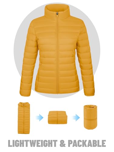 TACVASEN Women's Puffer Jackets Quilted Packable Puffy Coats Lightweight Winter Warm Zip Up Down Jacket Stand Collar