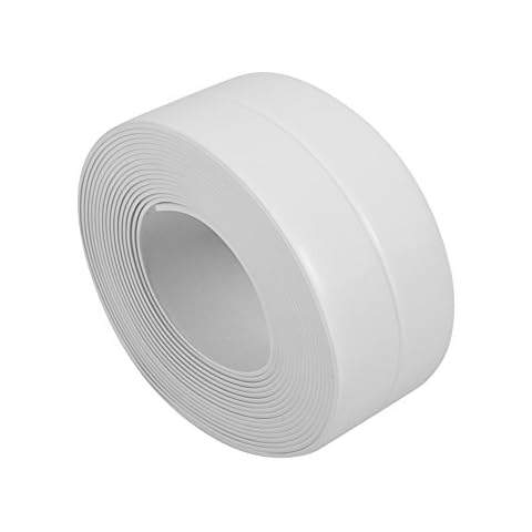 2 Roll PVC Waterproof Self Adhesive Caulk Strip for Bathroom Kitchen Toilet Wall Corner(White 1.5in x 10.5ft) Cover