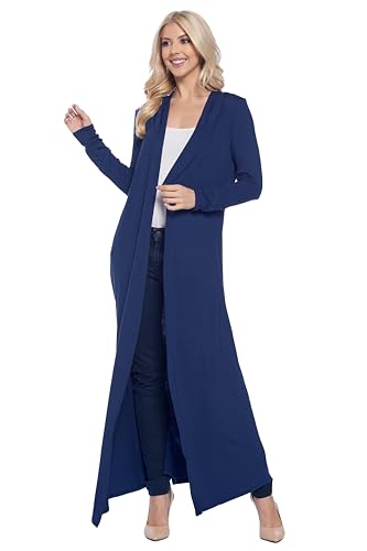 Image of Isaac Liev Women's Maxi Cardigan Casual Extra Long Open Front Floor Length Lightweight Duster Cardigans Womens with Hoodie