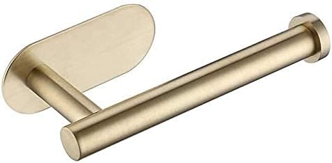 HOMCBECBrushed Gold Toilet Paper Holder- Homebester SUS 304 3M Self Adhesive Roll Holder Rack