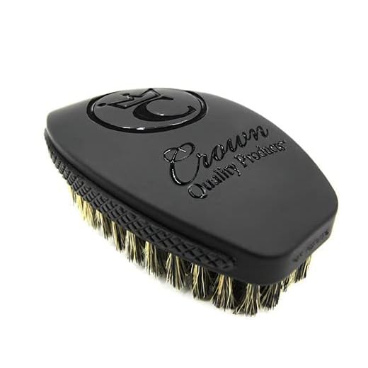 Crown Quality Products 360 Sport Wave Caesar 2.0 Boar Bristle Hairbrush, Medium, Triple Black - Non-Slip Grip, Waterproof Design - The Ultimate 360 Wave Brush