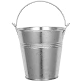 DOITOOL Mini Metall Eimer mit Henkel Verzinkt Kompakt und Robust Vielseitig für Pflanzgefäße Gartenblumen Aufbewahrung von Haushaltsgegenständen Moderner Silberner Blumentopf Tief
