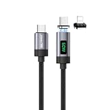 日本の中小企業 MSL FORCE USB-C 変換用ケーブル Type-C to lighting マグネット吸着 27W 100W PD 480Mbps 急速充電 f67 f68 デジタル表示タイプ [2m]