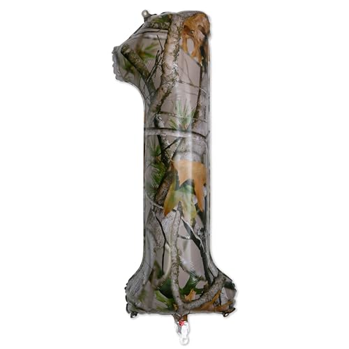 Havercamp Hunting Camo Number 1 Balloon - Large 38-inch Tall Mylar for Birthday Party Celebrations Decorations Barbecues - Next Camo Licensed