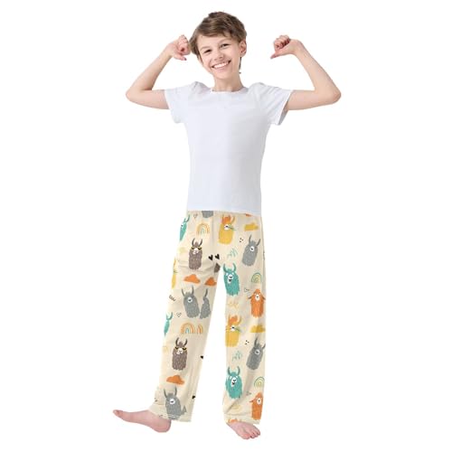 Colorful Llama Rainbow Boys Long Pants Soft Trousers Elastic Waist Kids Lounge Bottoms with Pockets S-XL2