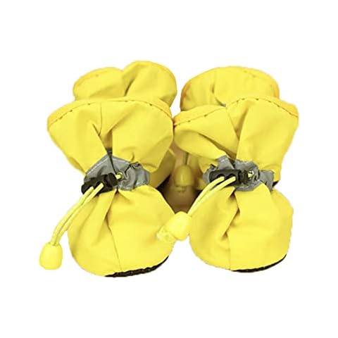 Rehomy Pet Shoes, 8pcs Soft Soled Waterproof Rrain Boots for Pet Dogs, Yellow Cover