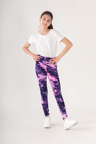 Girls Dreamy Purple Leggings, Elegant & Soft,High Waist Tie Dye Print Leggings Kids Gift3