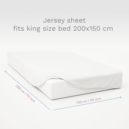Drap-housse en jersey coton blanc king size 200x150 cm sans repassage - 5