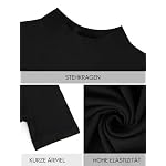 CARCOS Kurzarmpullover Damen Stehkragen Rollkragenshirt Damen Kurzarm Basic Pullover Oberteile Slim Fit Bluse T-Shirt Top für Frühling Sommer Herbst Elegant Shirt – Bild 3