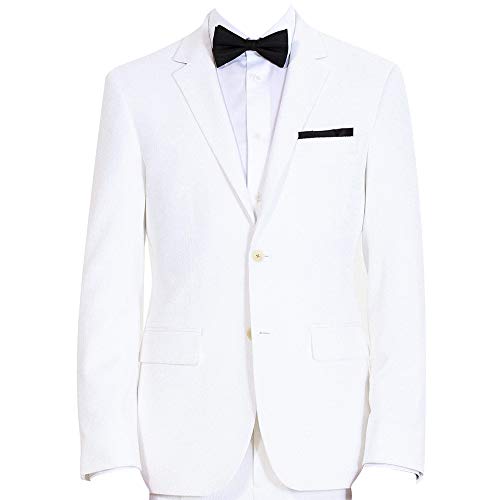 HBDesign Mens 1 Piece 2 Button Notch Lapel Slim Trim Fit Dress Suite White