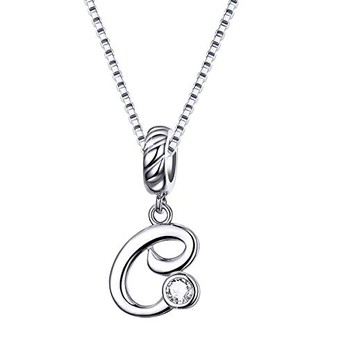 SIMPLGIRL Collier Initial en Argent Sterling 925 plaqué Or Blanc 18K Zircon cubique Alphabet C Lettre Colliers Nom de Script Collier pour Les Femmes Filles Cover