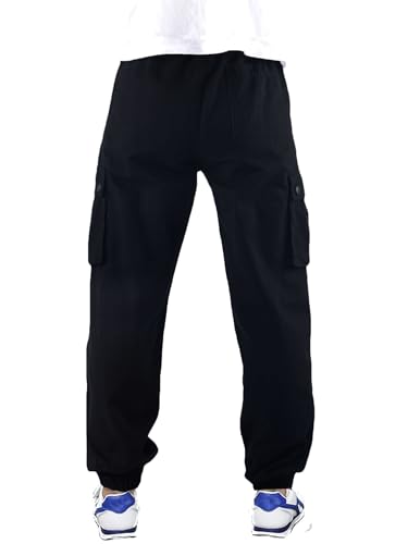 Boys Cargo Pants Elastic Waist Twill Joggers Pull on Casual Trousers for Kids3