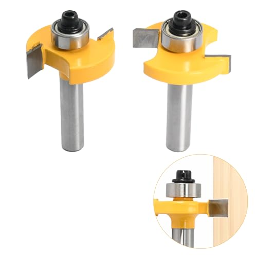 2 Piezas Fresas Para Madera Mango De 8 Mm Altura De Corte De 6,35 Mm/9,52 Mm Fresa Madera Con Rodamiento De Bolas Fresa Para Madera Para Pino, Roble, Mdf Y Tableros De PartíCulas