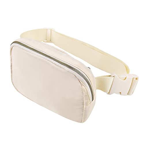 DIYJEP Petit Sac Banane Femme, Pochette Ceinture Femme Mode pour Hommes, Sacoche Banane Universel avec Sangle réglable, Sac à Banane Etanche pour la Course, la randonnée et Le Voyage (Beige)