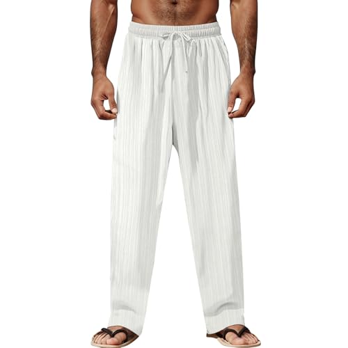 Men's Summer Casual Loose Fit Comfortable Lightweight Breathable Long Pants for Daily Wear with T-Shirts