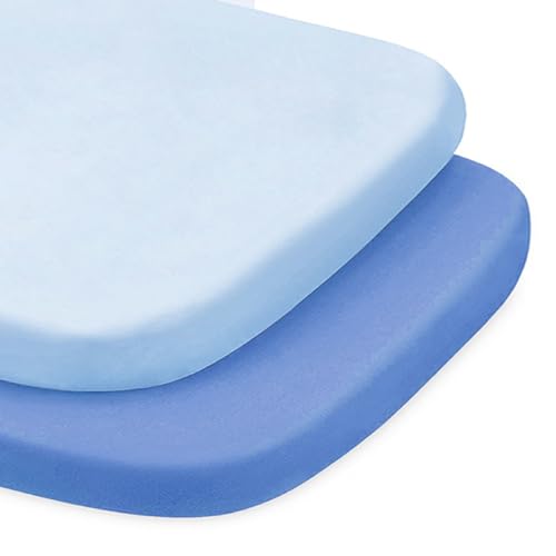 Image of MEILA Bassinet Fitted Sheets Compatible with Mika Micky, Dream On Me, Maxi-COSI, AMKE, Baby Delight Bassinet, 100% Jersey Cotton Beside Bassinet Sheet for Baby Boy, Pack of 2-33"×20"