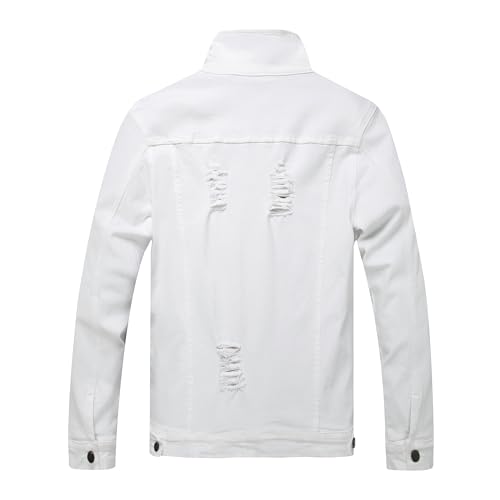 Image of RANMCC Men's Stretch Vintage Washed Long Sleeve Denim Jacket