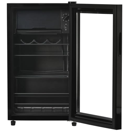 Kompaktowa lodówka z zamrażarką 76L, mała wolnostojąca 71cm, chłodziarka 70L + zamrażarka 6L, na 51 puszek, klasa E 83 kWh/rok, -10°C do 10°C, 43dB, LED, czarna