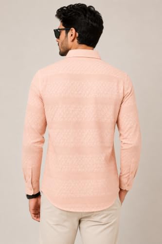 Image of The Kab's Men Casual Shirt | Textured Cotton Fabric Regular Fit Shirts for Men Stylish | Full Sleeve Shirt for Man | Comfortable Breathable Fabric | Perfect for Casual Office and Outing Wear