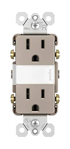 Legrand radiant NTL885TRNICC6 15 Amp Adjustable LED Night Light Outlet, Tamper Resistant Decorator Receptacle, Optional Louver, Nickel (1 Count)