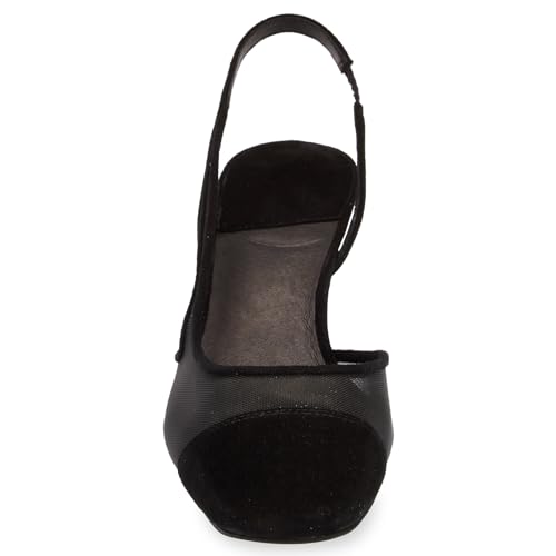 Image of MICIFA Slingback Heels for Women,Round Toe Chunky Heeled Pumps Ankle Strap Fashion Splicing Dress Shoes