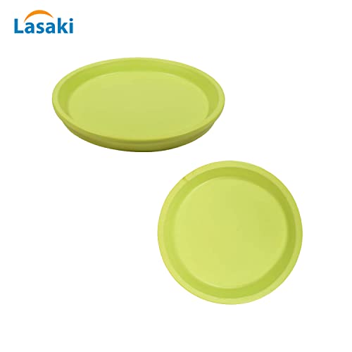 Image of Lasaki Round Ceramic Trays (Plates Saucers) for Pots, planters, Flower, Succulent(Set of 2,Mint,4 inch) R4(Plants not Included)