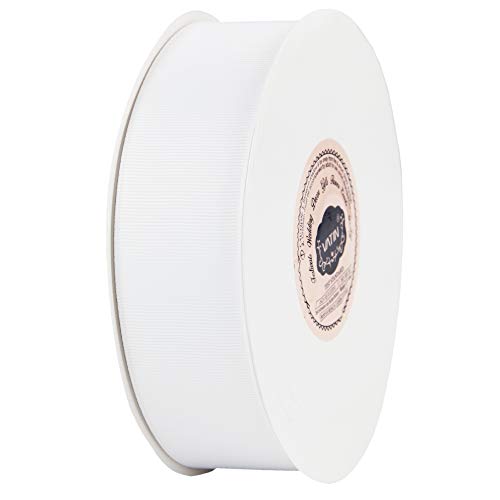 Vatin 1-1/2" Solid White Grosgrain Ribbon Spool -50 Yards, Great For Sewing, Gift Wrapping, Hair Bows, Flower Arranging, Home Decorating #TOP2