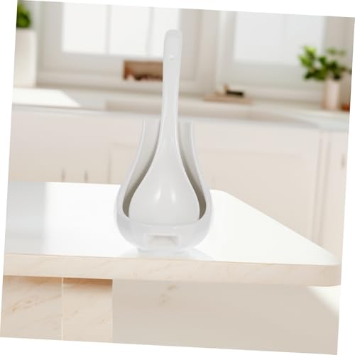 Cuillère à soupe céramique large blanche avec support COLLBATH