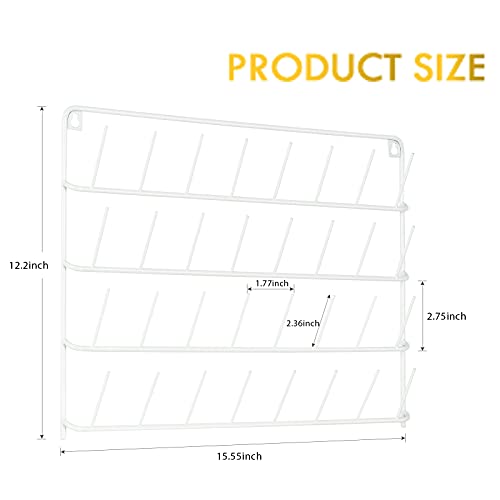 Mooace 32 Spools Thread Rack Wall-Mounted 2 Pack, Thread Holder Organizer With Hanging Hooks, Metal Serger Thread Storage For Sewing Craft Room, Embroidery Thread, White #TOP4