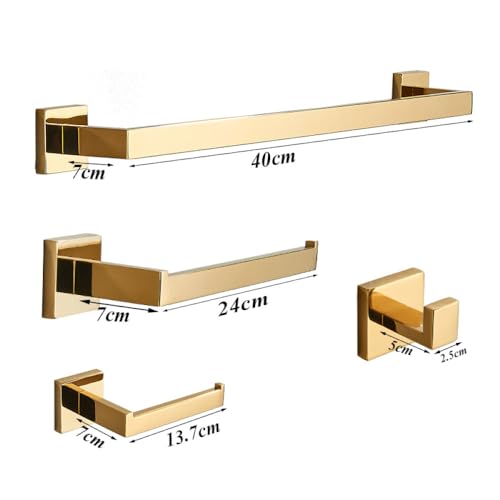 Porte-serviettes mural doré anti-rouille pour fixation solide - 5