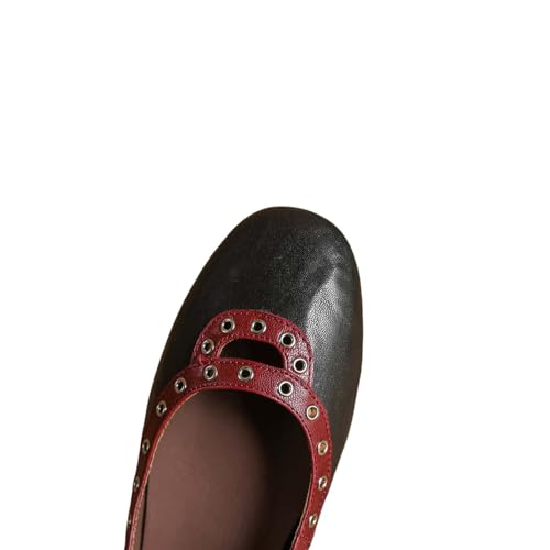 TinaCus Handmade Women's Genuine Leather Slip On Perforated Round Toe Dress Ballet Flat2