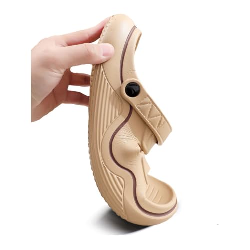 XUEMML Slippers for Men Summer Outdoor, Thick Sole Non-Slip Lightweight Open-Toe Shower Shoes Arch Support Sandals(Gray,41/42 EU)3