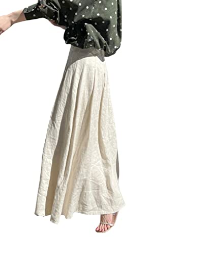 ［スピック アンド スパン］リネンタックフレアースカート 38 ベージュ