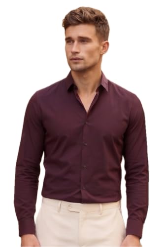 Image of Louis Philippe Men's Slim Fit Bamboo Blend Sustainable Stretch Young Formal Shirt