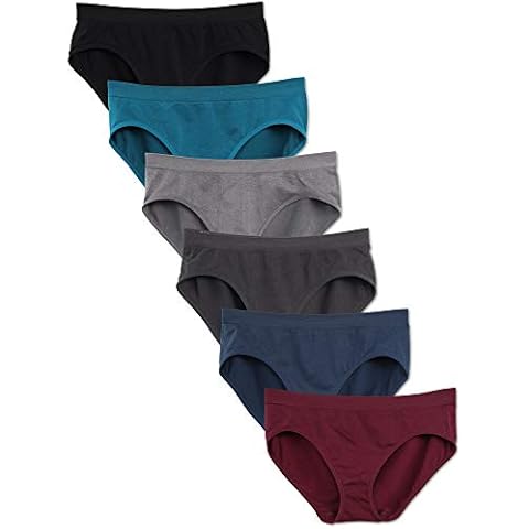Kalon 6 Pack Women's Hipster Brief Nylon Spandex Underwear (Small, Winter) Cover