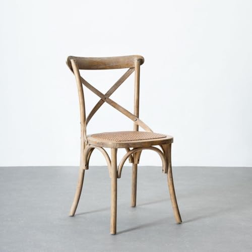Lolahome - Silla De Comedor Aspas De Madera De Olmo Color Marrón Con Asiento De Ratán Trenzado En Tono Natural Lolahome - Silla De Comedor Aspas De Madera De Olmo Color Marrón Con Asiento De Ratán Trenzado En Tono Natural