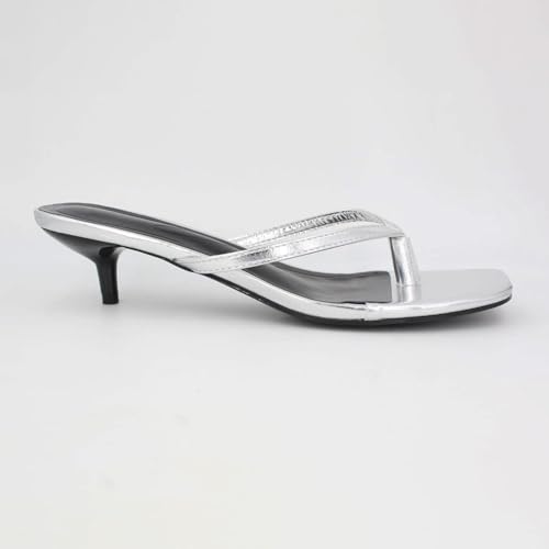 Image of Women's Miami Kitten Heels Sandals Square Open Toe Thong Sandal Flip Flop Heels +Memory Foam Heeled Sandals for Women